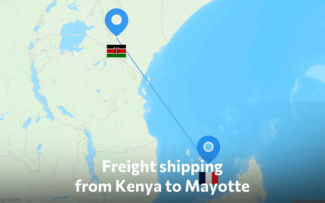 Shipping route from Kenya to Mayotte