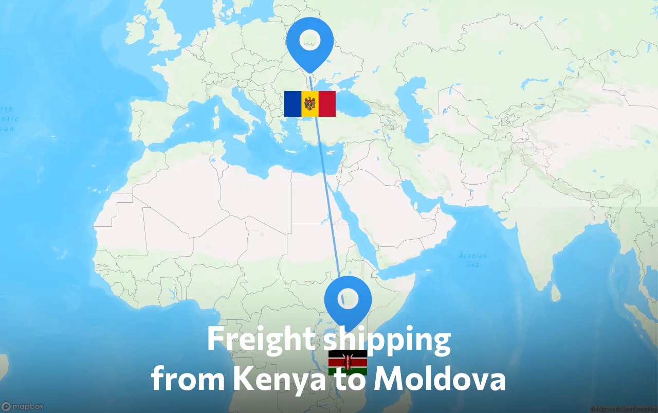 Shipping route from Kenya to Moldova