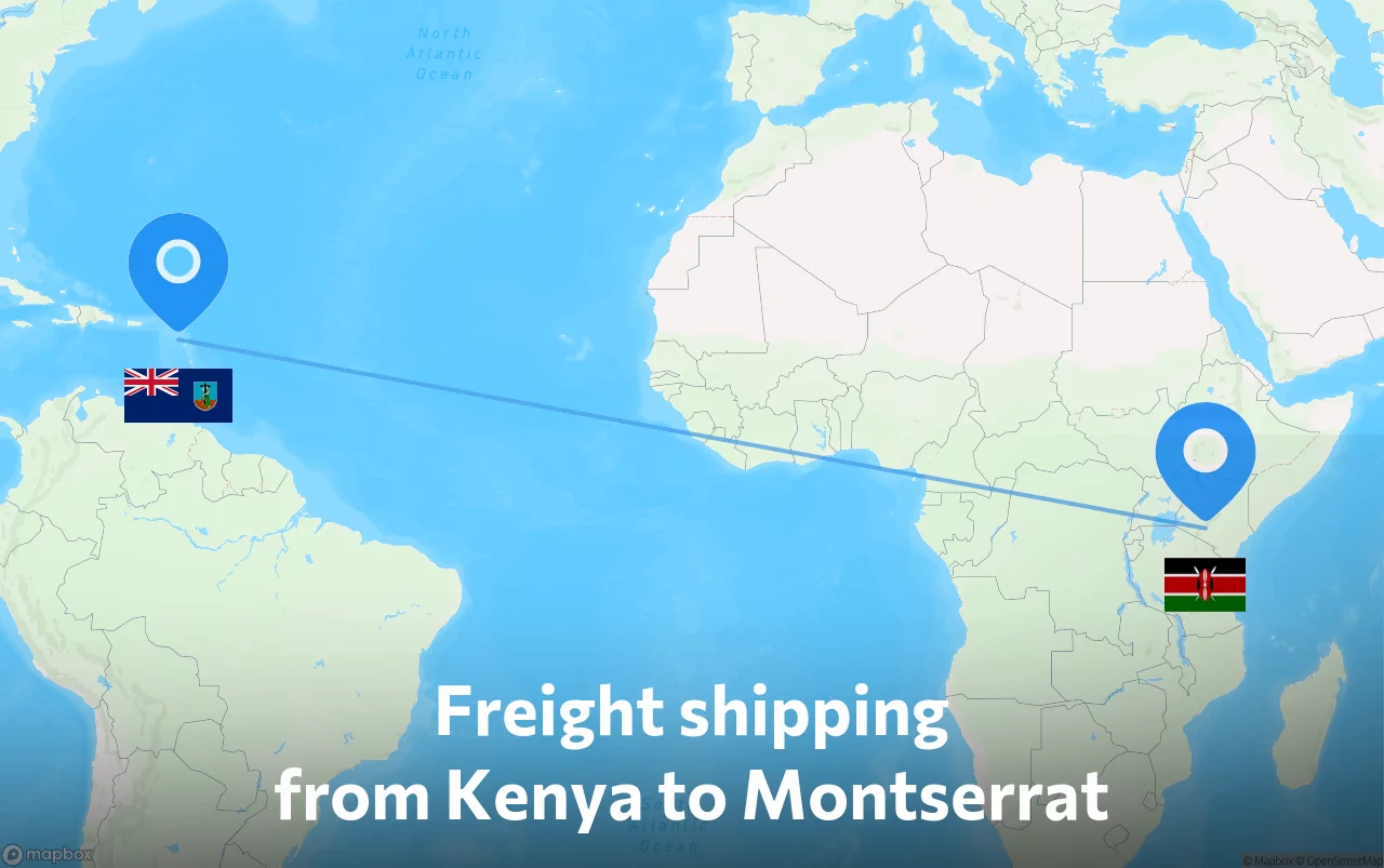 Shipping route from Kenya to Montserrat