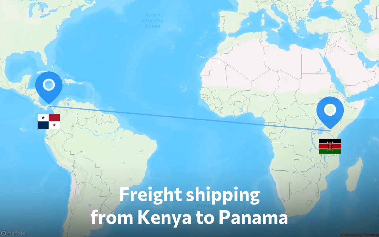 Shipping route from Kenya to Panama