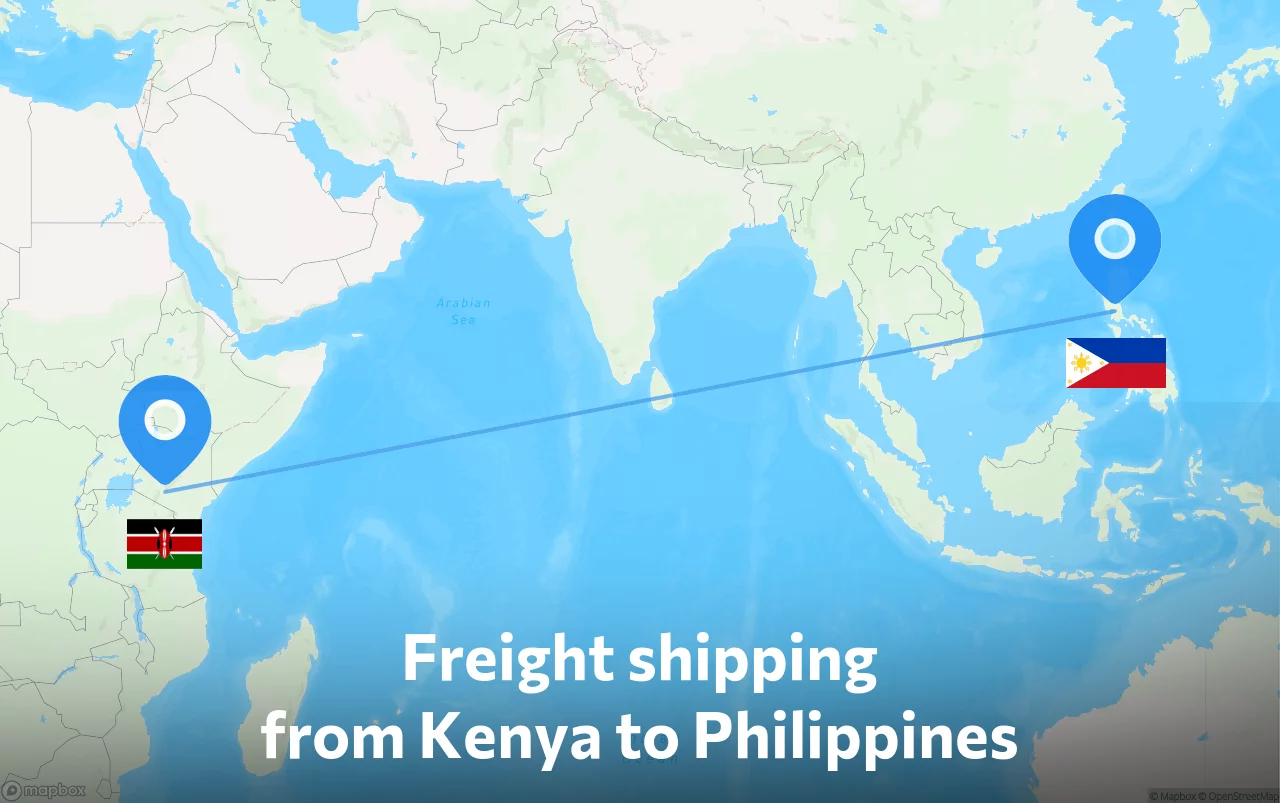 Shipping route from Kenya to Philippines