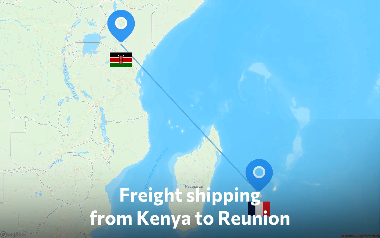 Shipping route from Kenya to Reunion