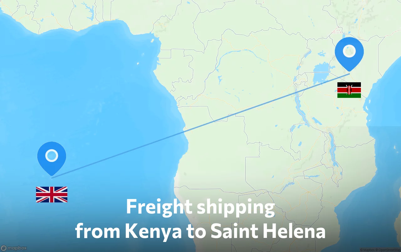 Shipping route from Kenya to Saint Helena
