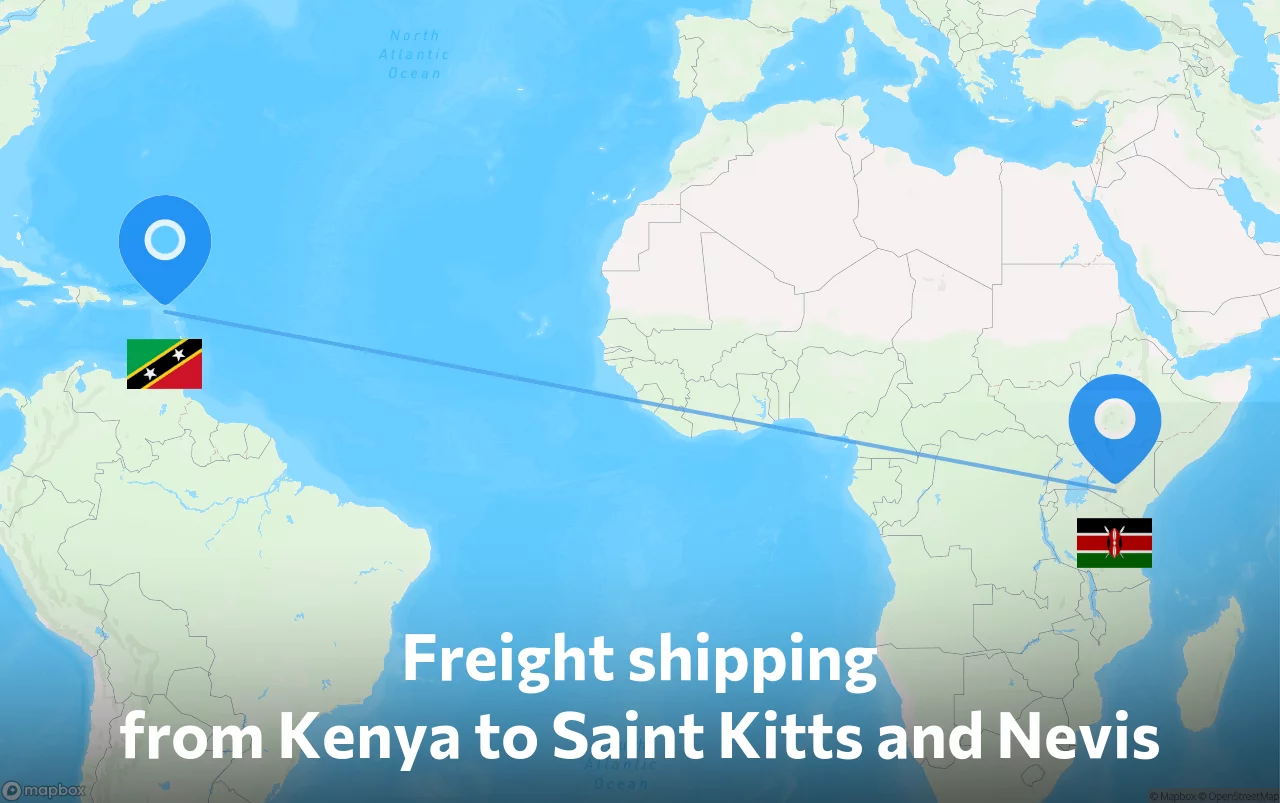 Shipping route from Kenya to Saint Kitts and Nevis