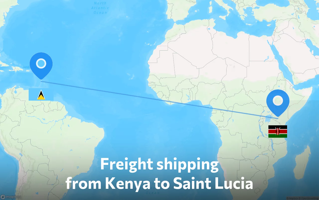 Shipping route from Kenya to Saint Lucia