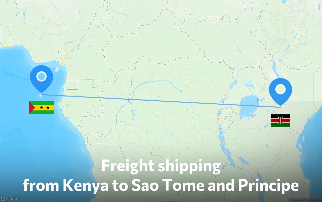 Shipping route from Kenya to Sao Tome and Principe