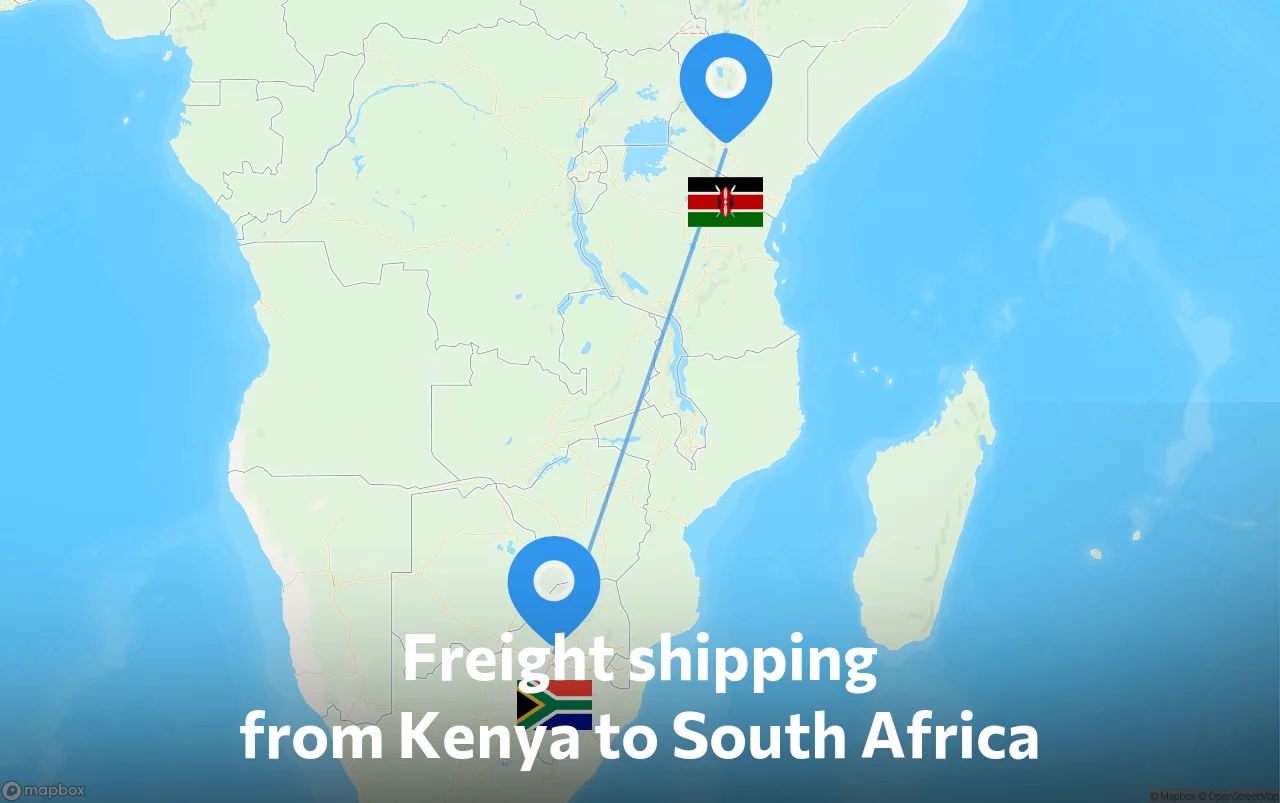 Shipping route from Kenya to South Africa