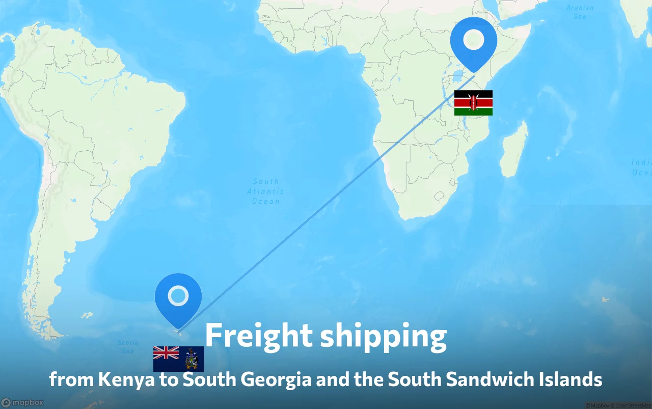 Shipping route from Kenya to South Georgia and the South Sandwich Islands