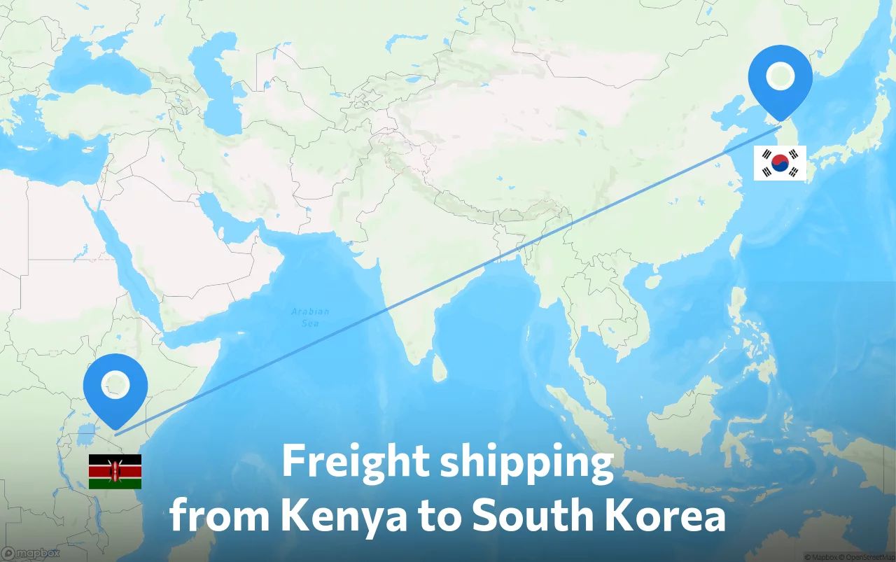 Shipping route from Kenya to South Korea