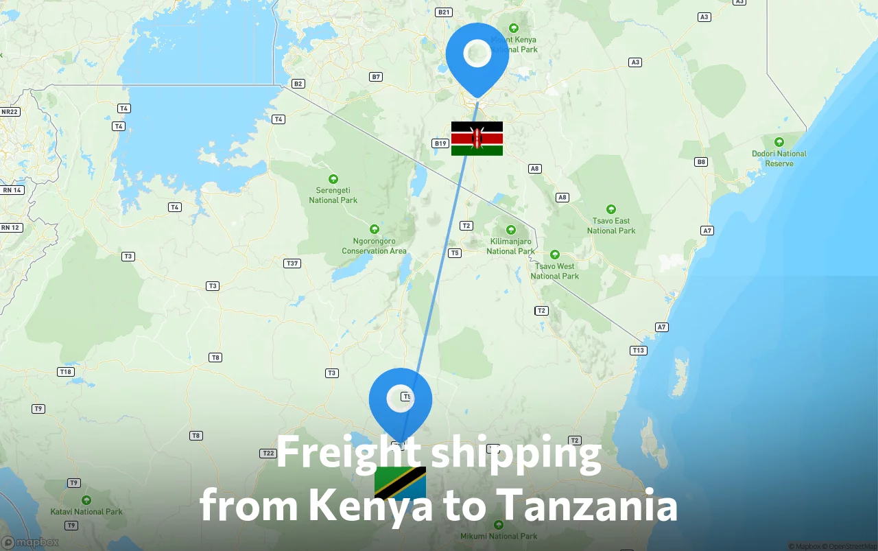 Shipping route from Kenya to Tanzania