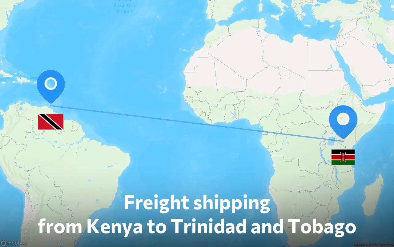 Shipping route from Kenya to Trinidad and Tobago