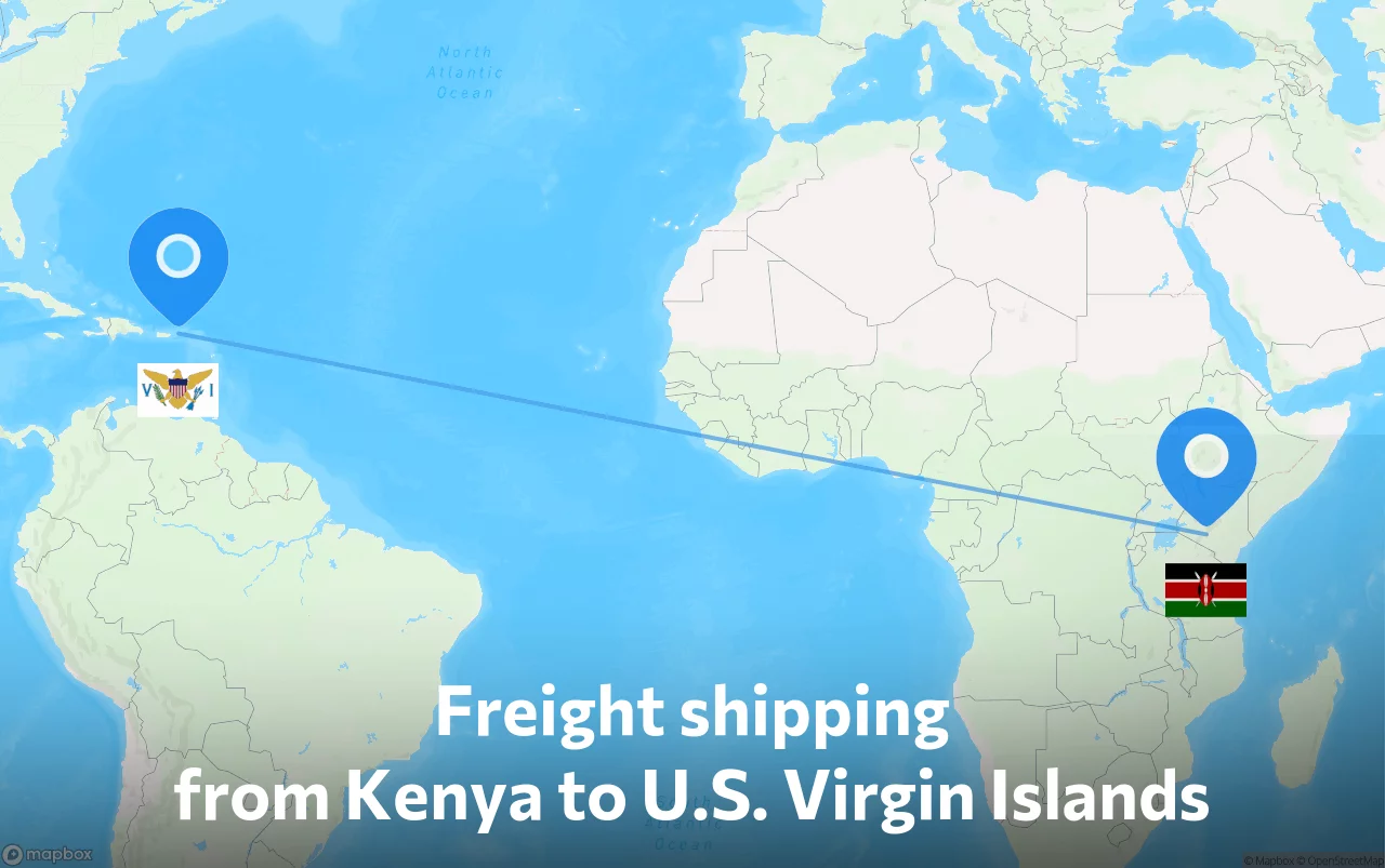 Shipping route from Kenya to U.S. Virgin Islands