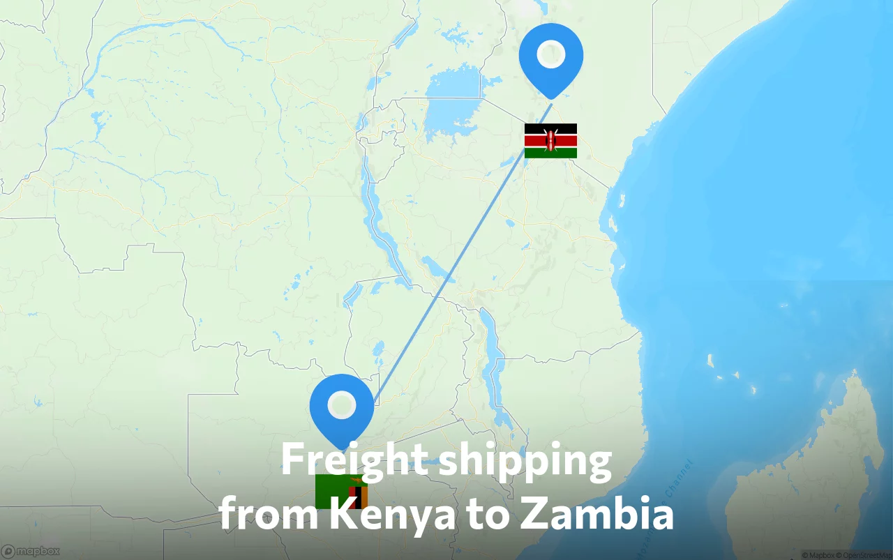 Shipping route from Kenya to Zambia