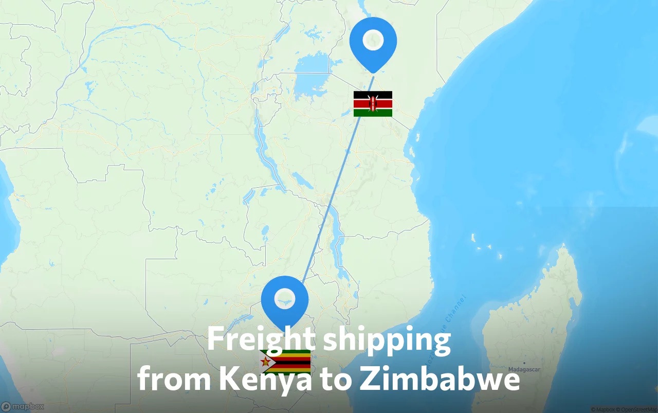 Shipping route from Kenya to Zimbabwe