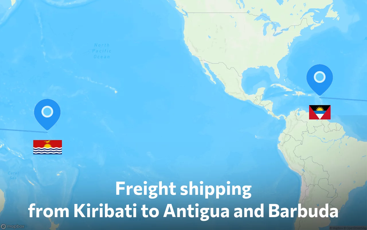 Shipping route from Kiribati to Antigua and Barbuda