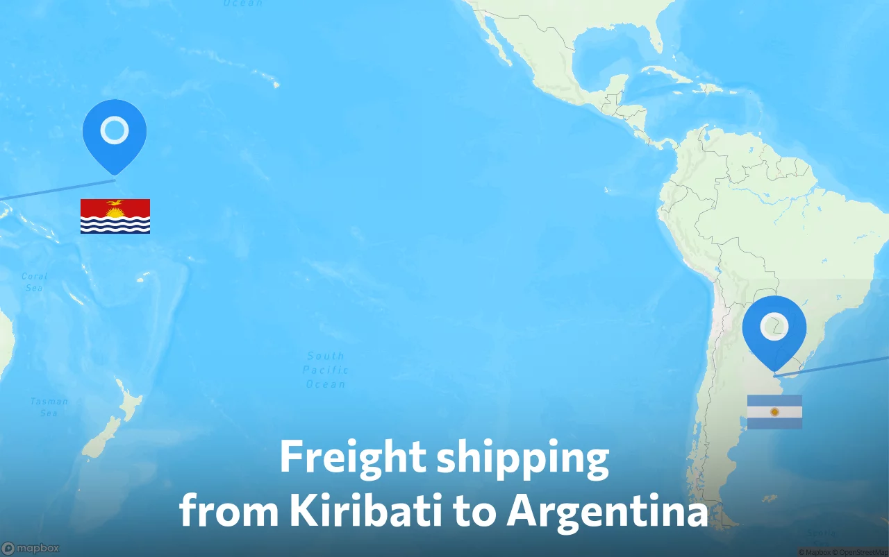 Shipping route from Kiribati to Argentina