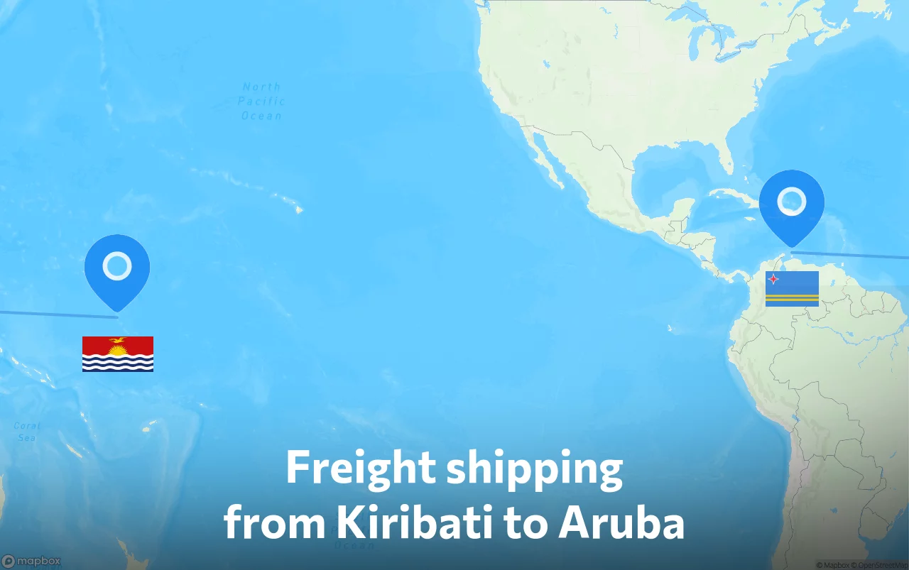 Shipping route from Kiribati to Aruba