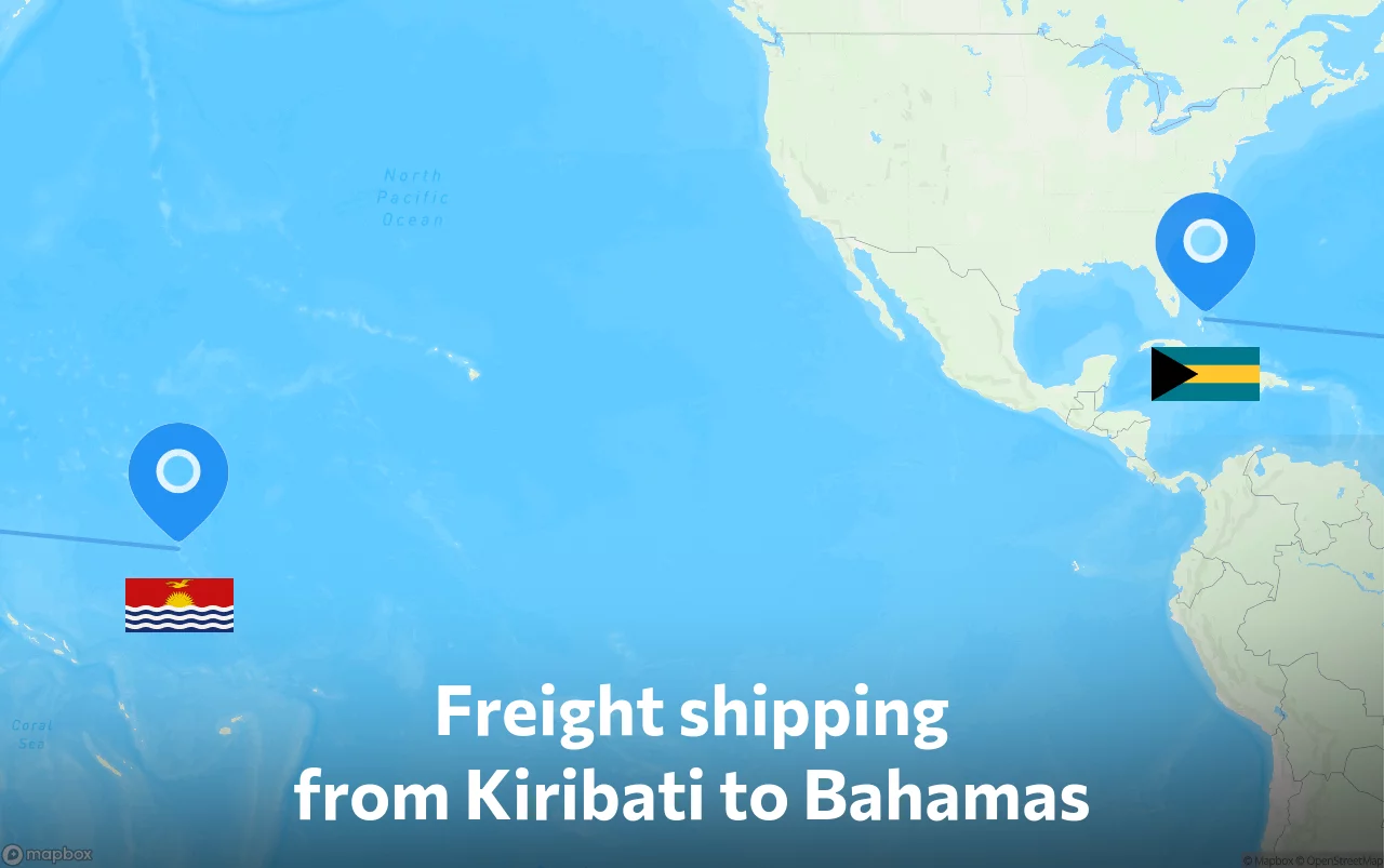 Shipping route from Kiribati to Bahamas