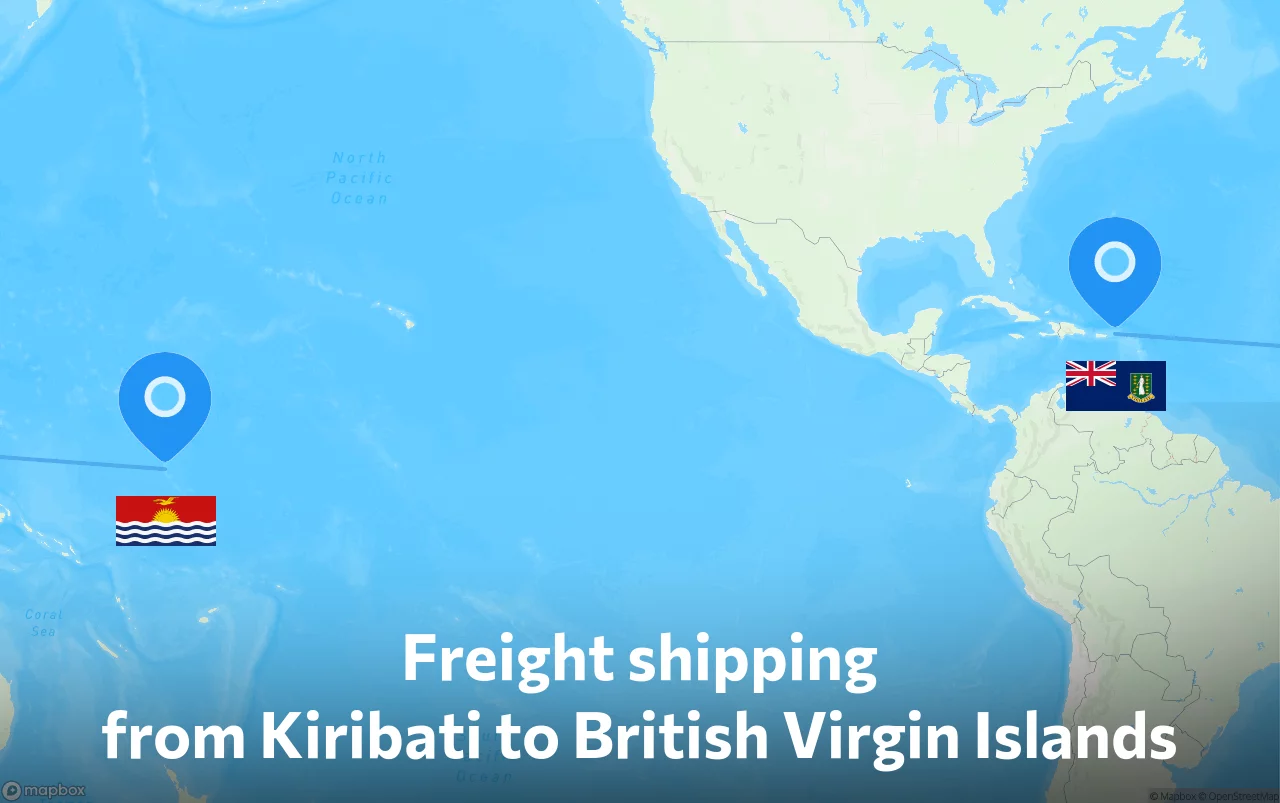 Shipping route from Kiribati to British Virgin Islands