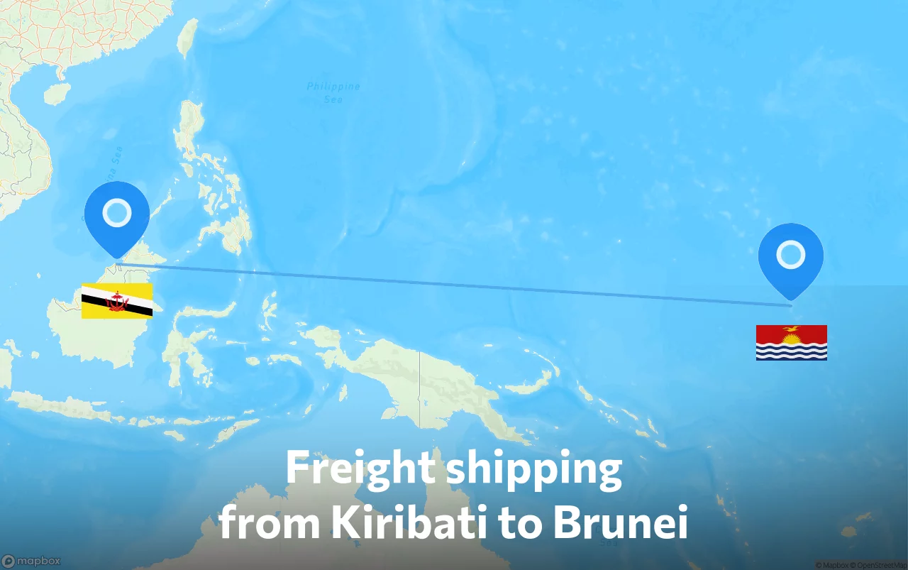 Shipping route from Kiribati to Brunei