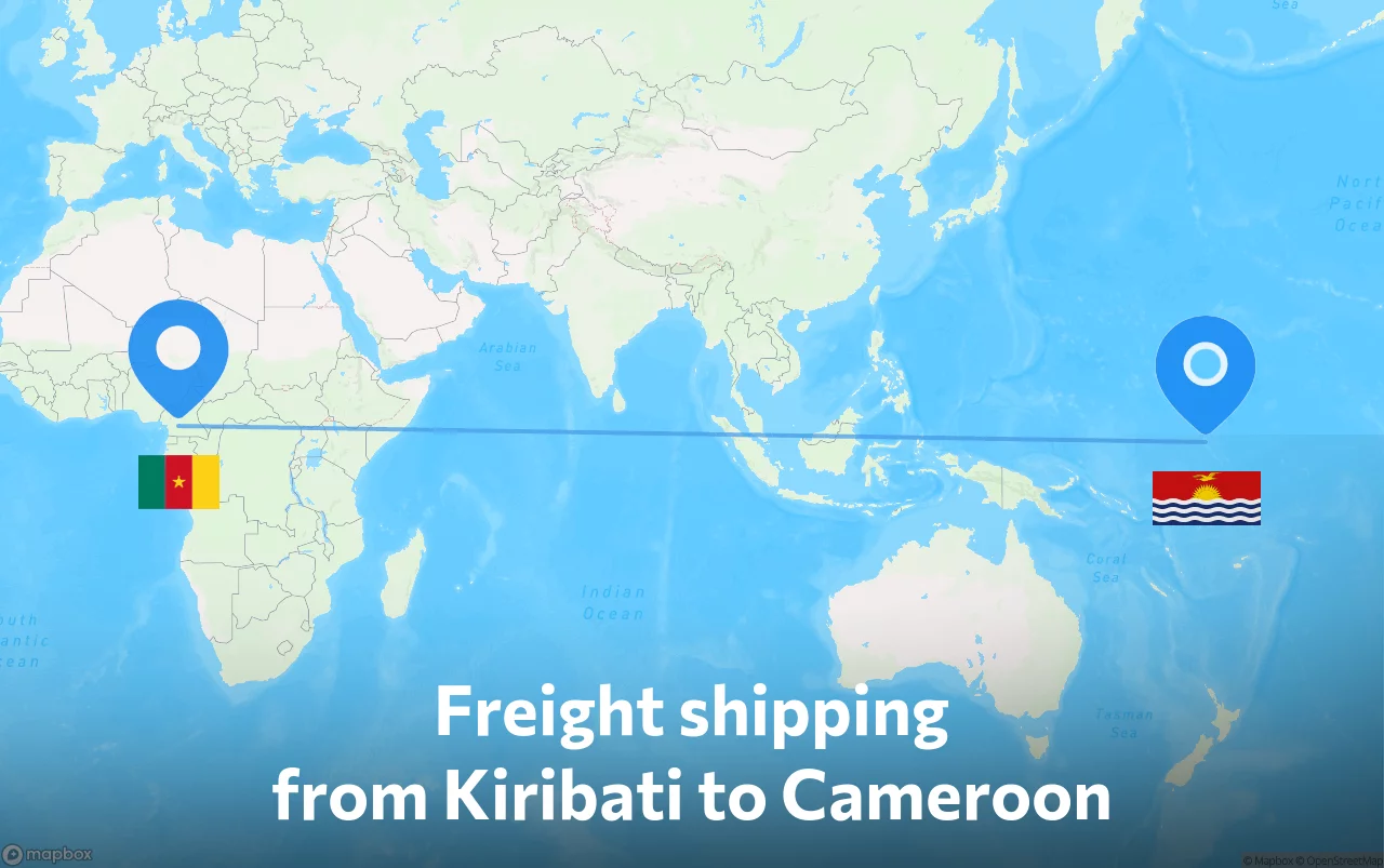 Shipping route from Kiribati to Cameroon