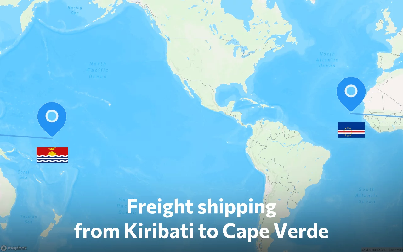 Shipping route from Kiribati to Cape Verde