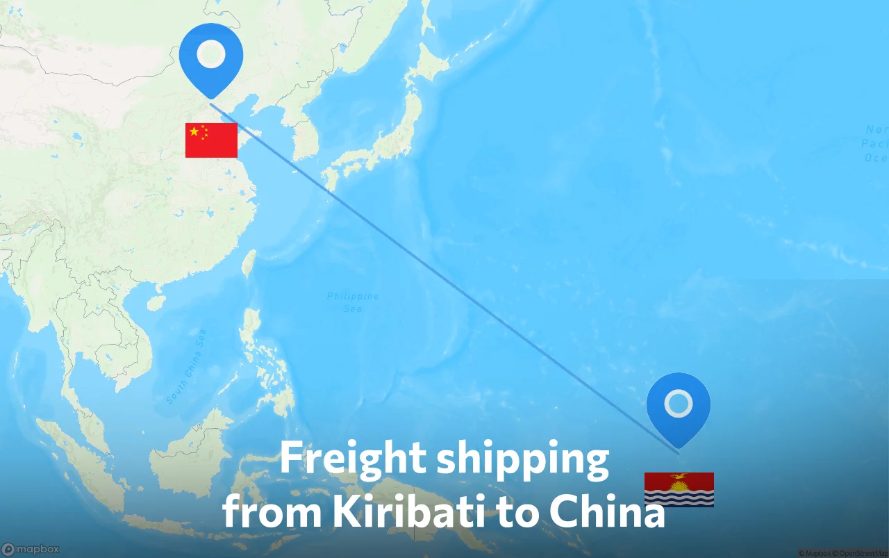 Shipping route from Kiribati to China