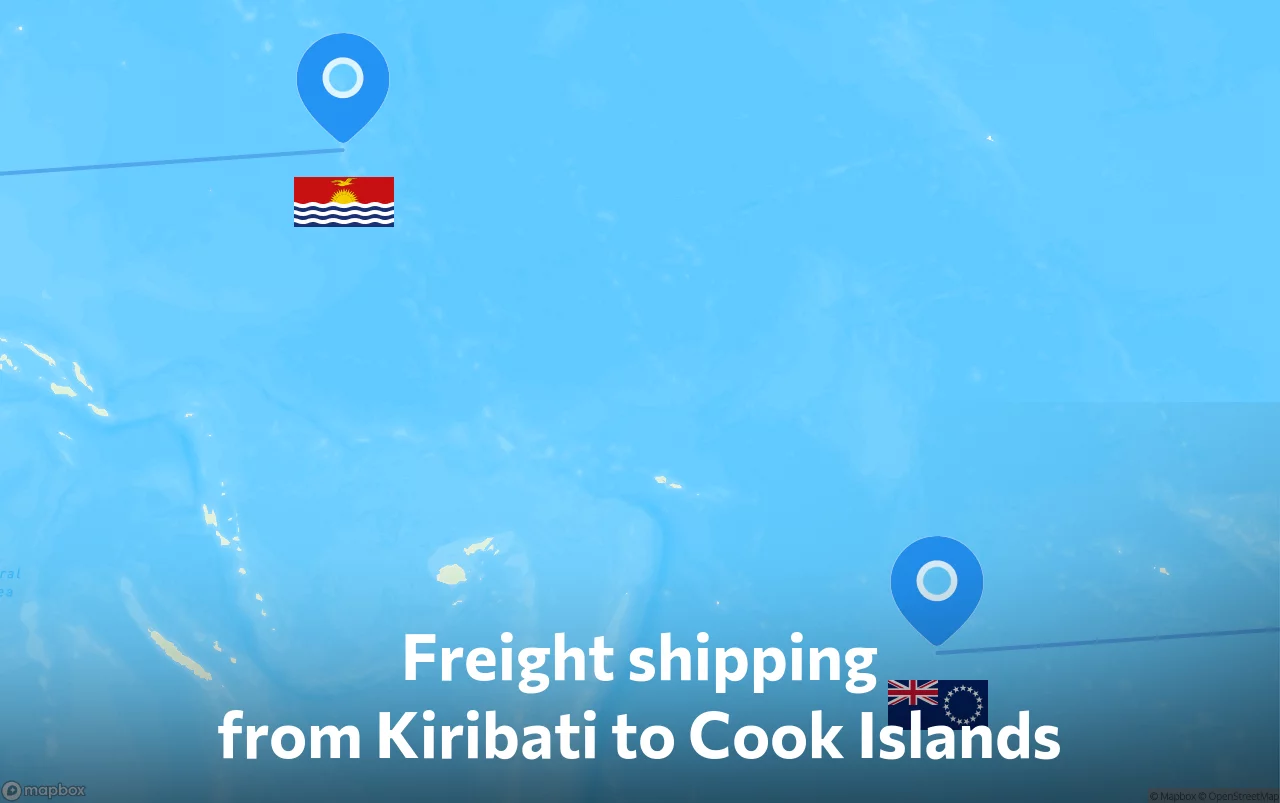 Shipping route from Kiribati to Cook Islands