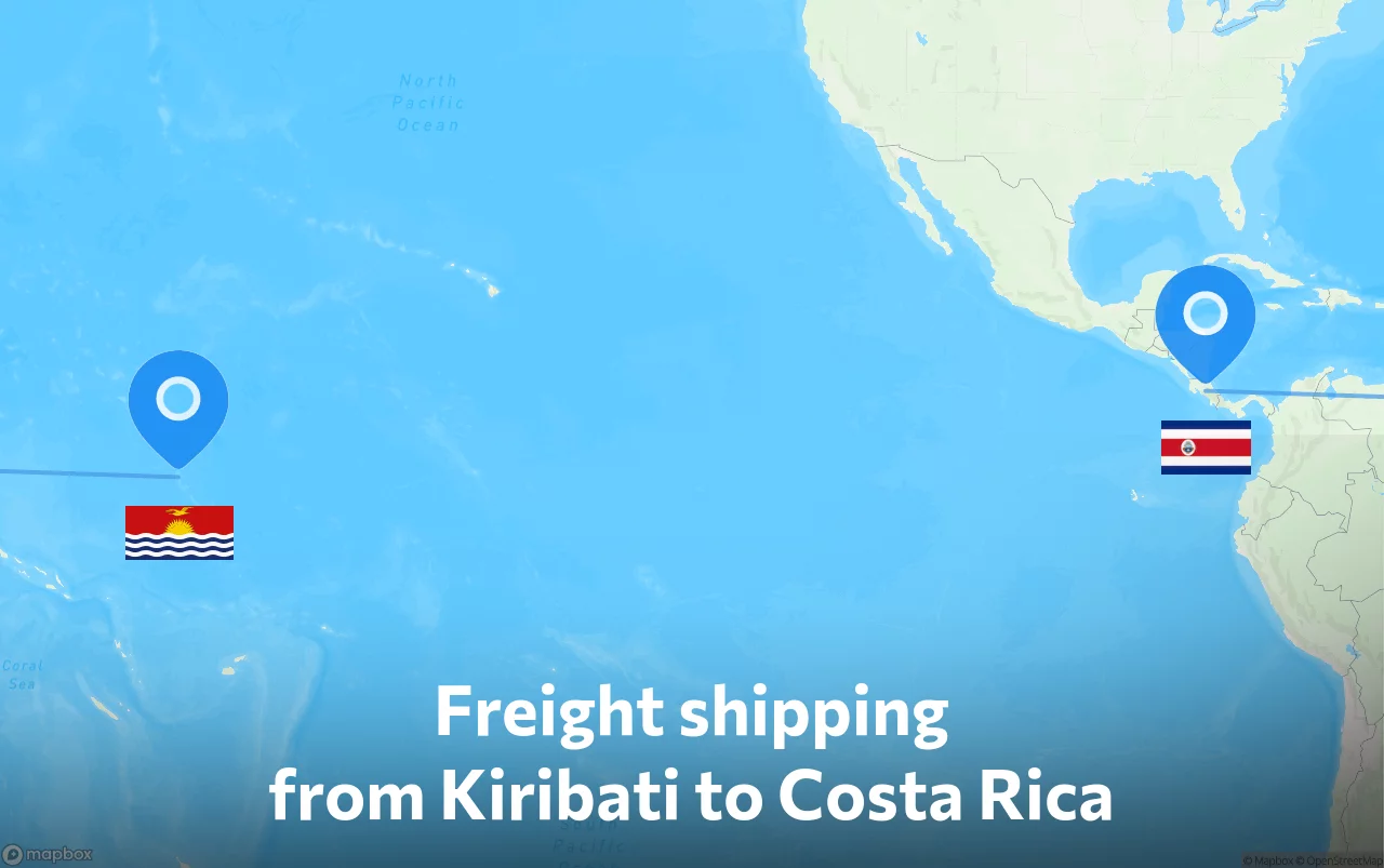 Shipping route from Kiribati to Costa Rica