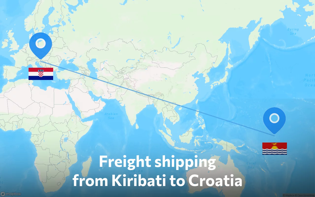 Shipping route from Kiribati to Croatia