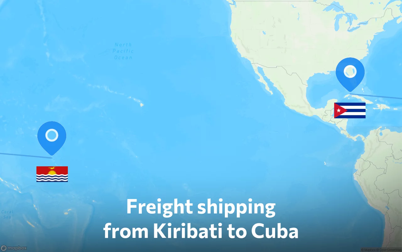 Shipping route from Kiribati to Cuba