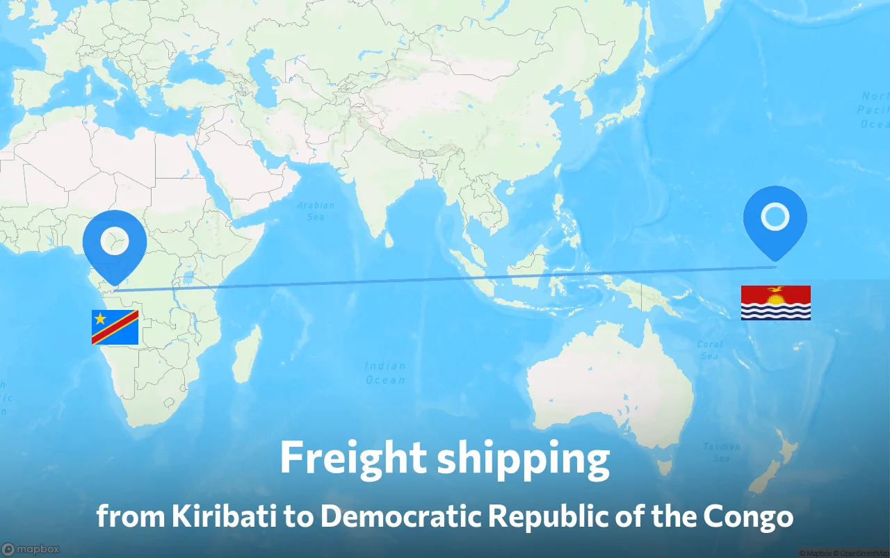 Shipping route from Kiribati to Democratic Republic of the Congo