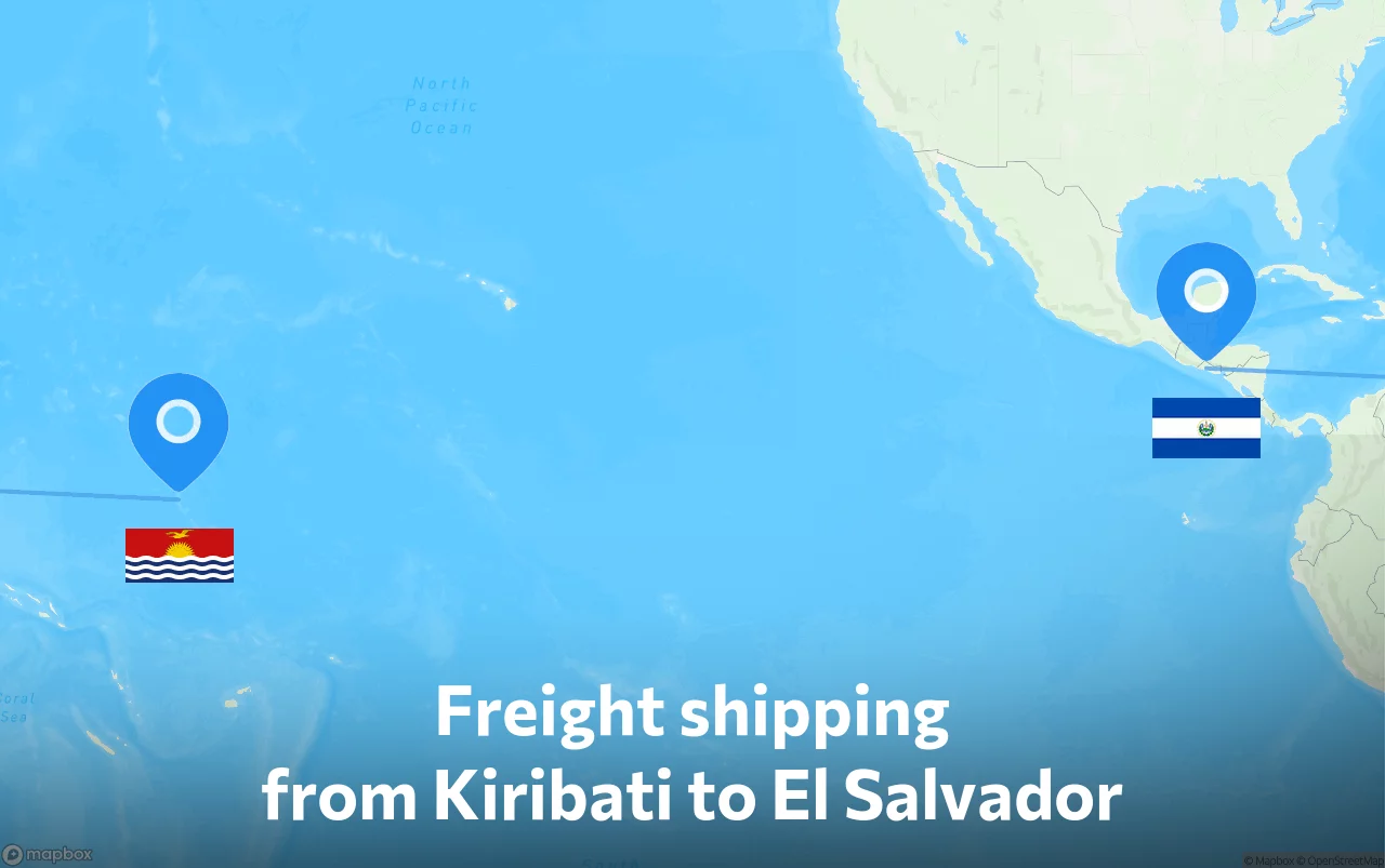 Shipping route from Kiribati to El Salvador
