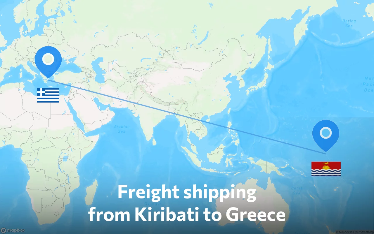 Shipping route from Kiribati to Greece