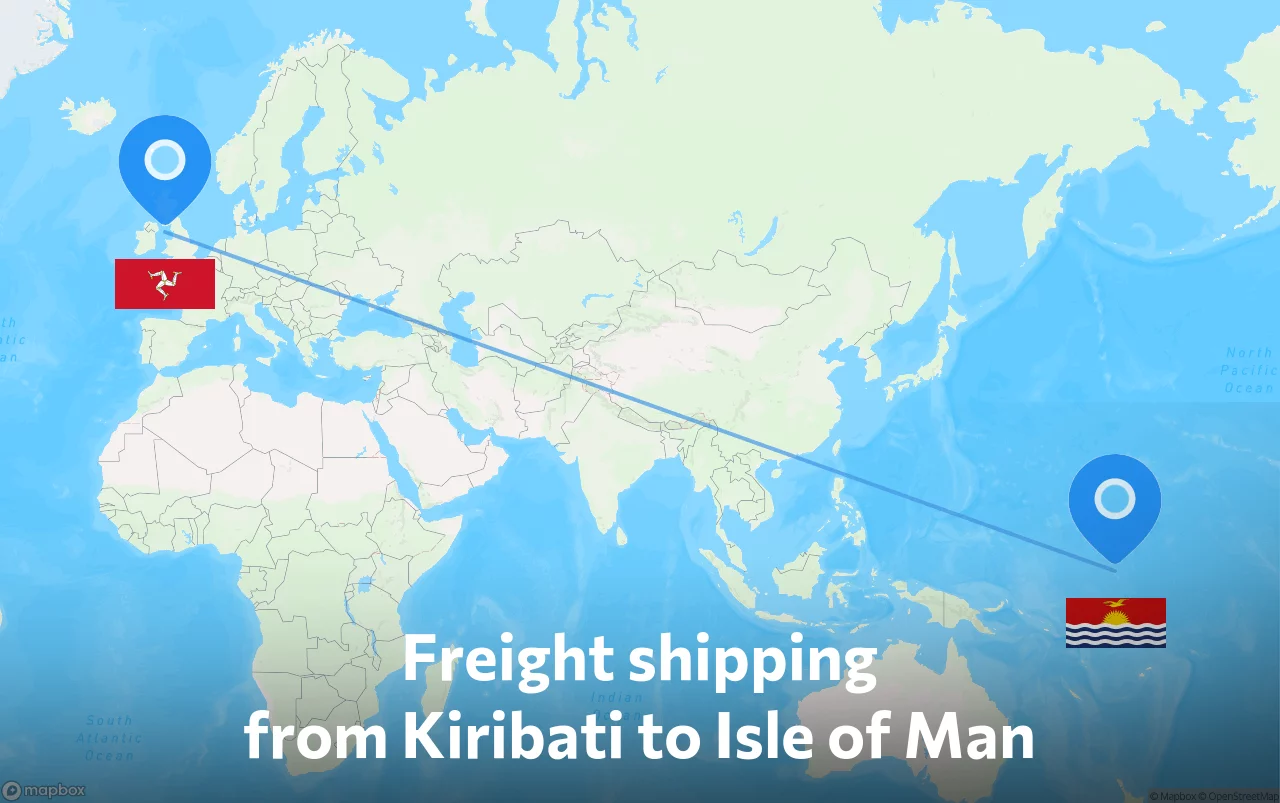 Shipping route from Kiribati to Isle of Man