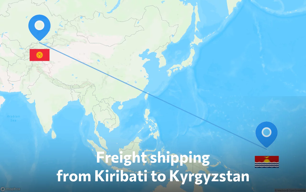 Shipping route from Kiribati to Kyrgyzstan