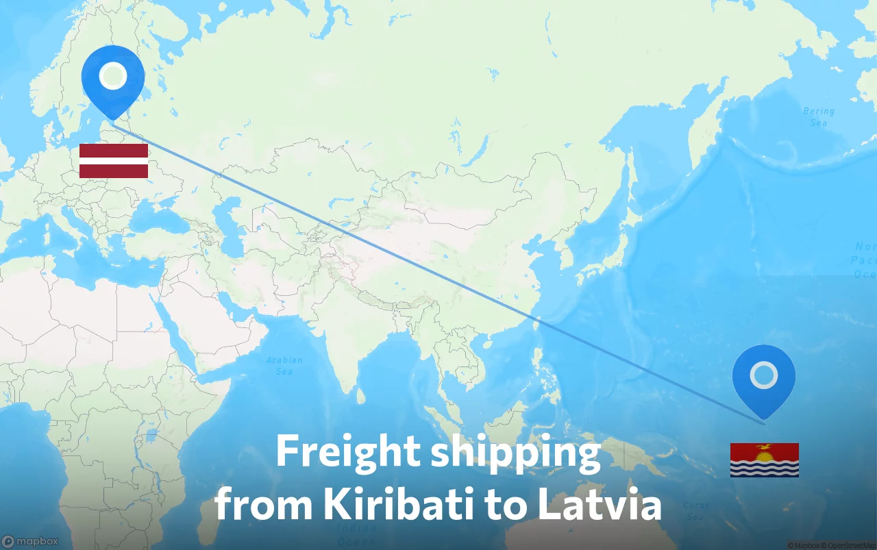 Shipping route from Kiribati to Latvia