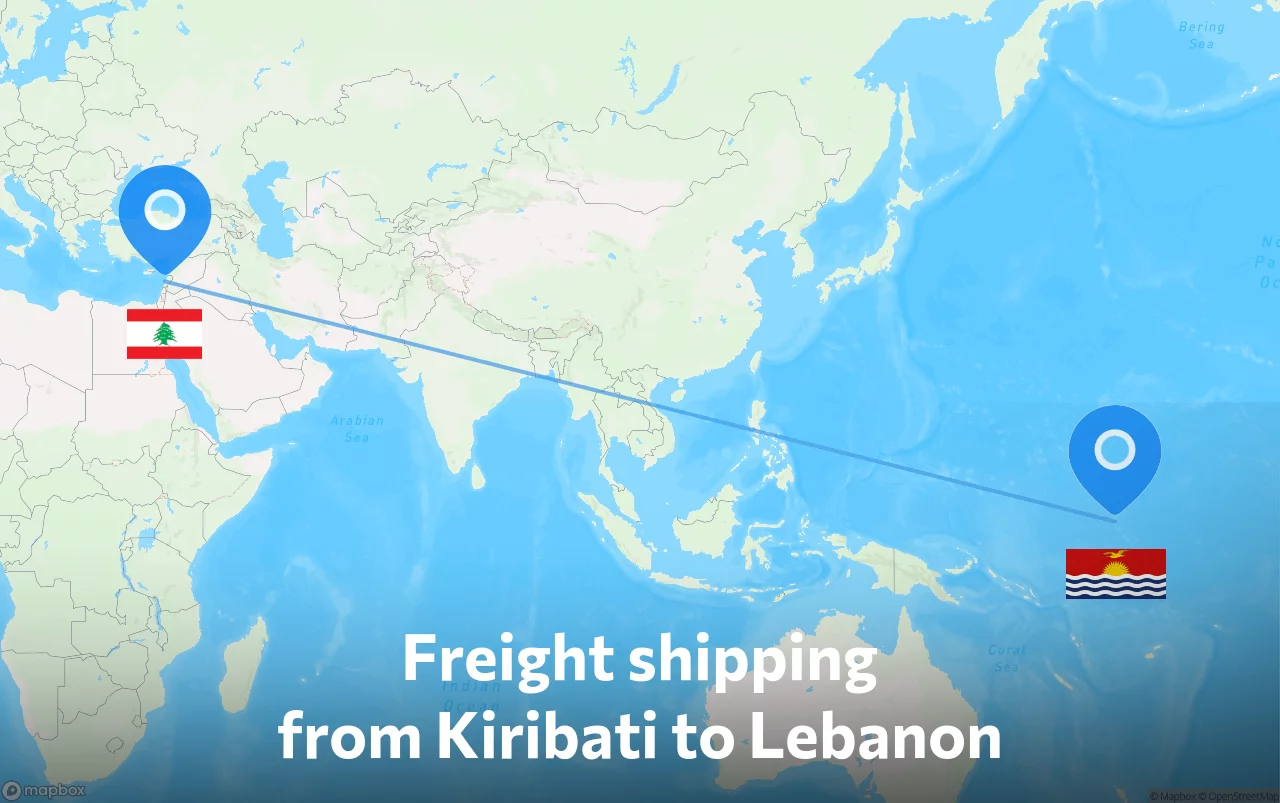 Shipping route from Kiribati to Lebanon