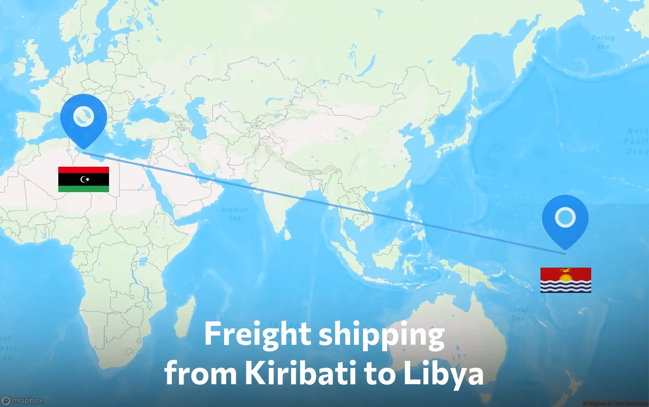 Shipping route from Kiribati to Libya
