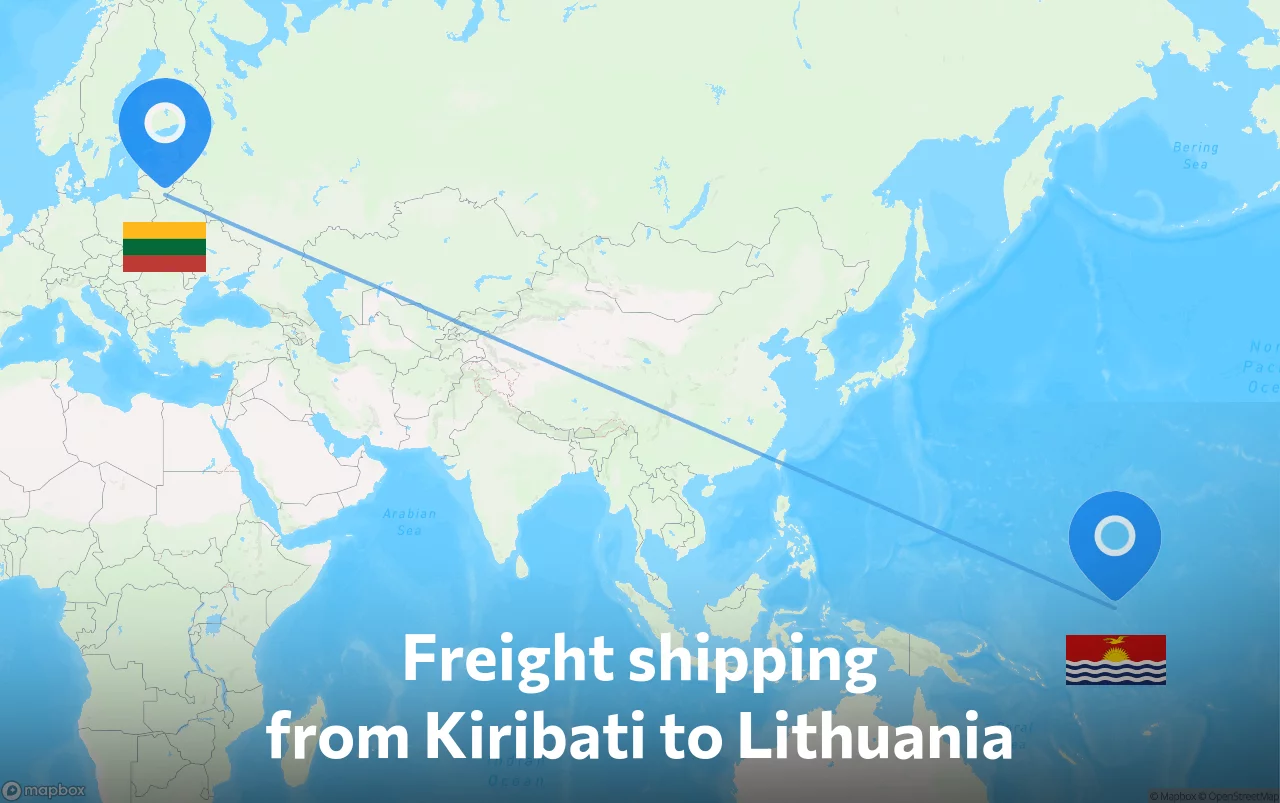 Shipping route from Kiribati to Lithuania