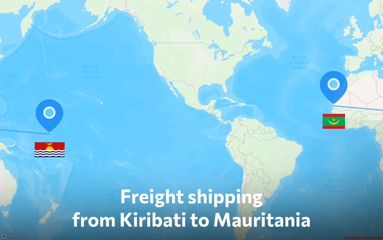 Shipping route from Kiribati to Mauritania