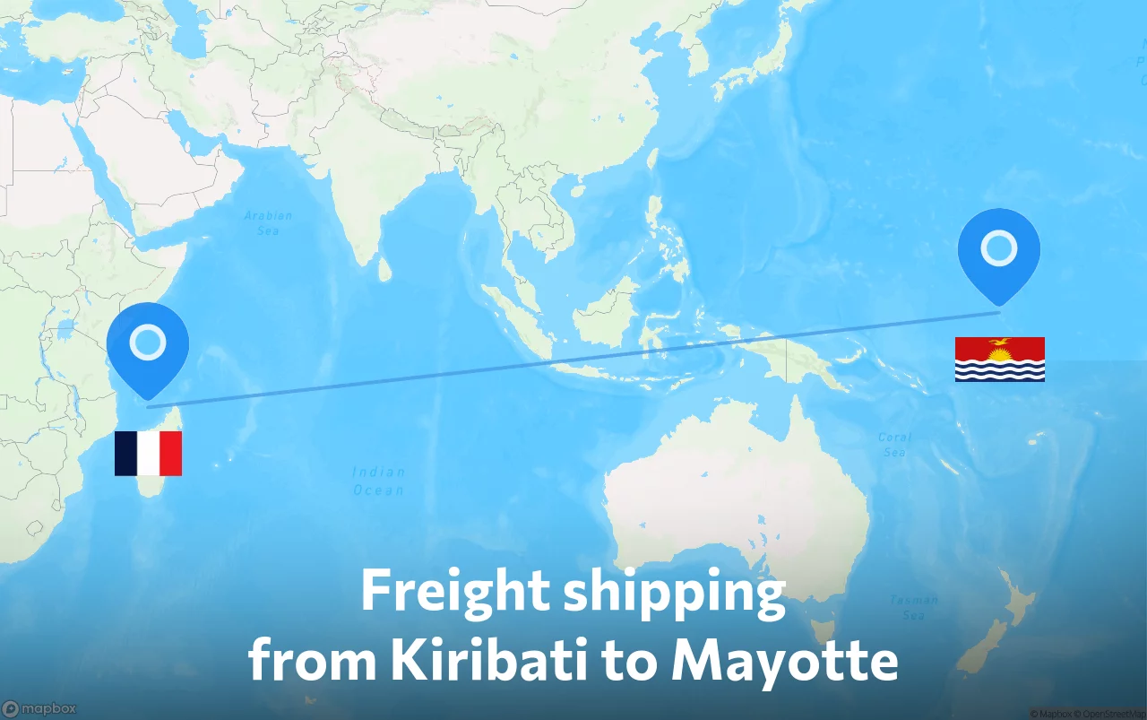 Shipping route from Kiribati to Mayotte