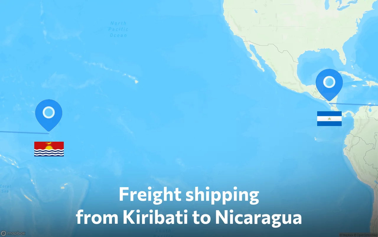 Shipping route from Kiribati to Nicaragua