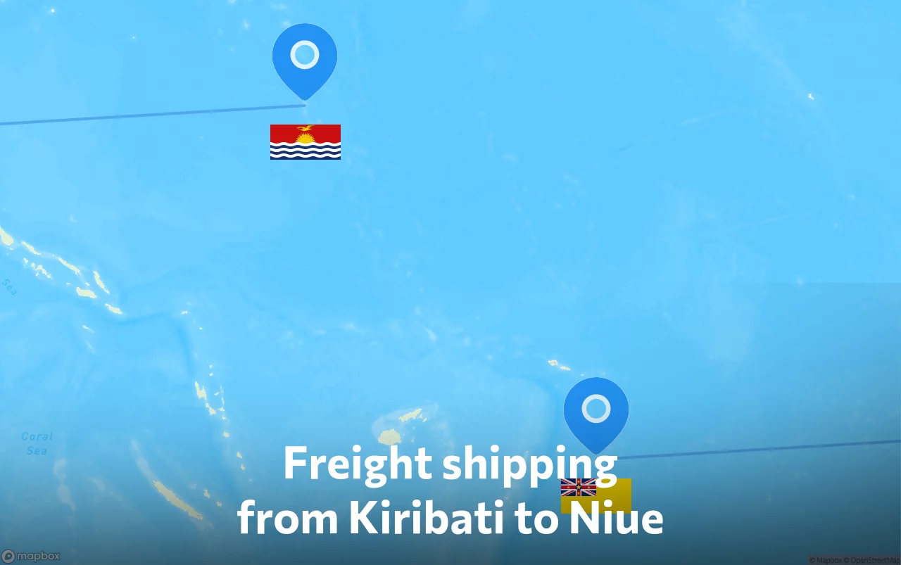 Shipping route from Kiribati to Niue