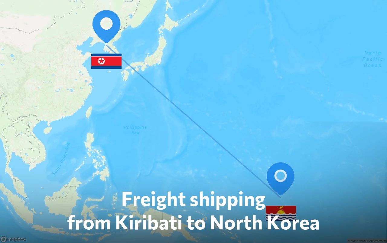 Shipping route from Kiribati to North Korea