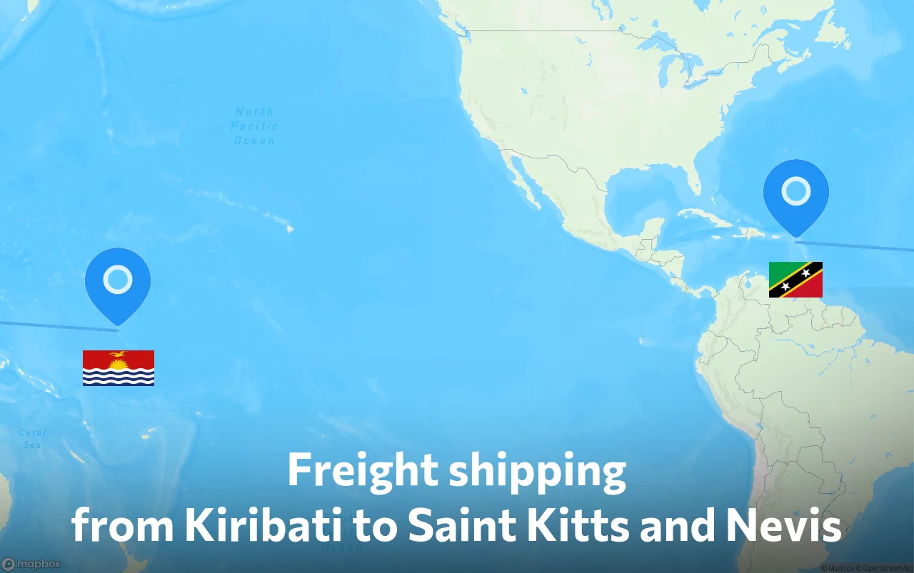 Shipping route from Kiribati to Saint Kitts and Nevis