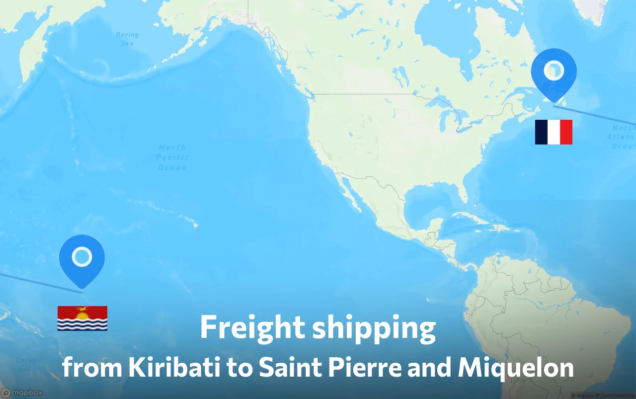Shipping route from Kiribati to Saint Pierre and Miquelon