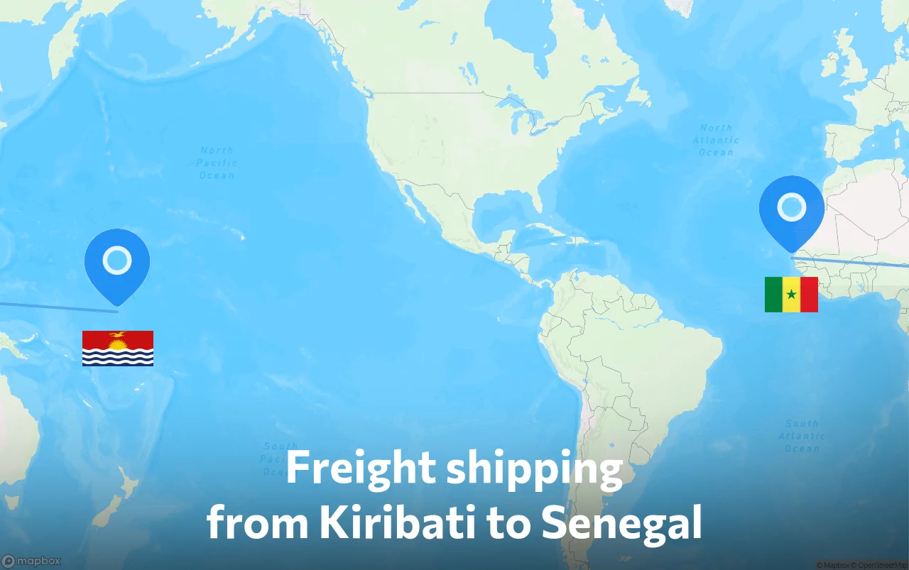 Shipping route from Kiribati to Senegal