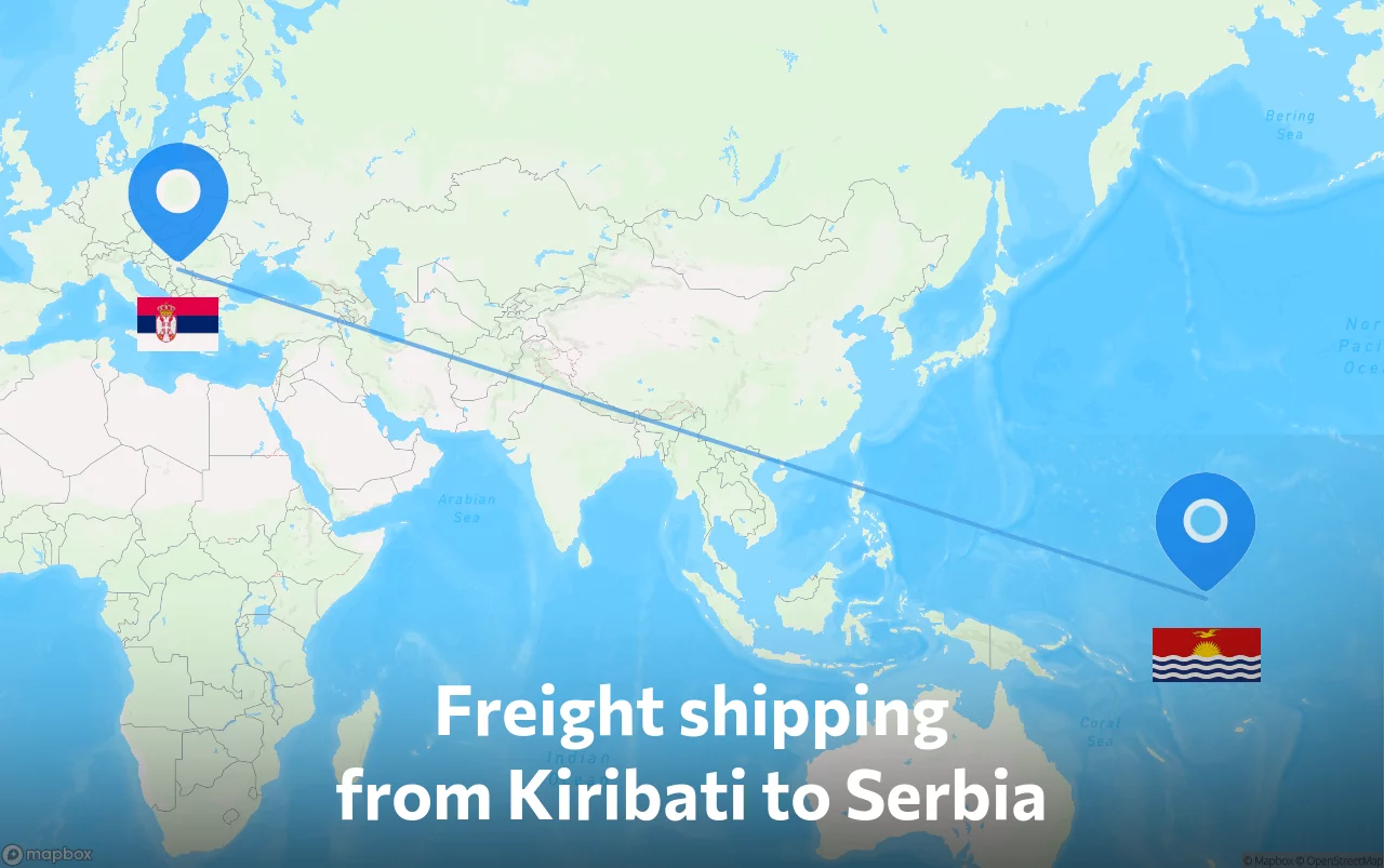 Shipping route from Kiribati to Serbia