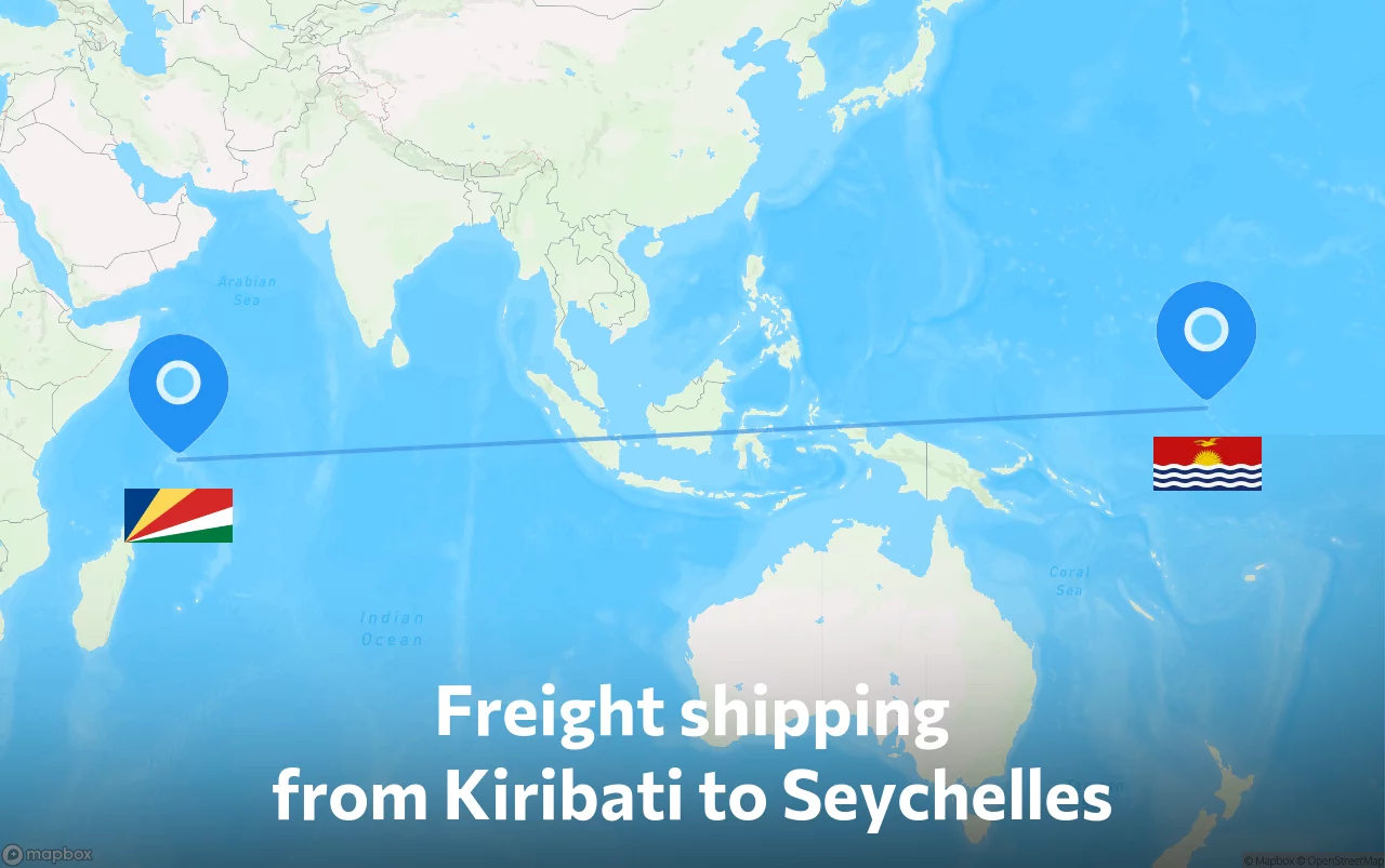 Shipping route from Kiribati to Seychelles